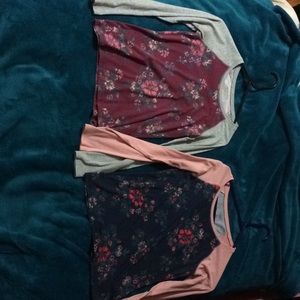 Long sleeve floral baseball tees